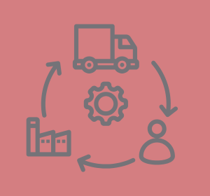 Icon symbolising supply chain management, enhanced by real-time analytics for efficiency.