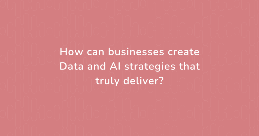 The image features the title of an article about AI strategy, written by an experienced data engineer.