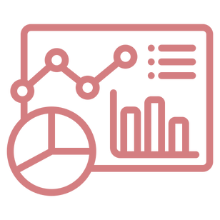 Self-service data analytics icon representing data visualization and insights.