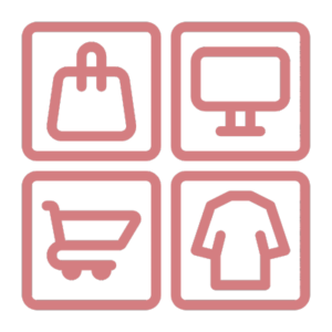 Retail product categories icon, representing multichannel data inputs for business intelligence in retail industry